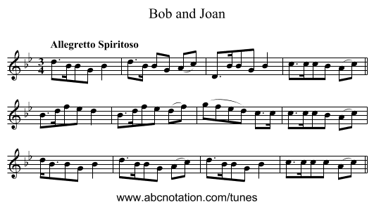 Bob and Joan - staff notation