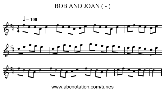 BOB AND JOAN ( - ) - staff notation
