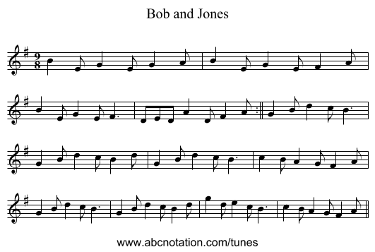 Bob and Jones - staff notation