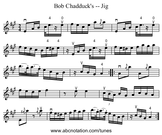 Bob Chadduck's -- Jig - staff notation