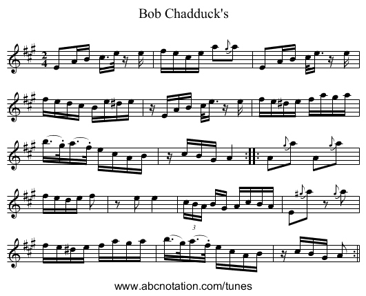 Bob Chadduck's - staff notation