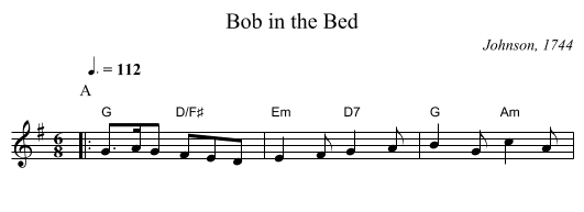Bob in the Bed - staff notation