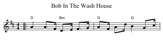 Bob In The Wash House - staff notation