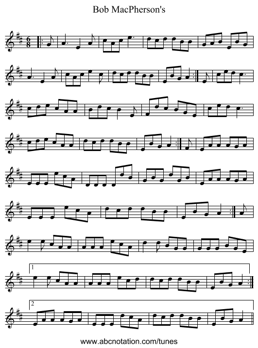 Bob MacPherson's - staff notation