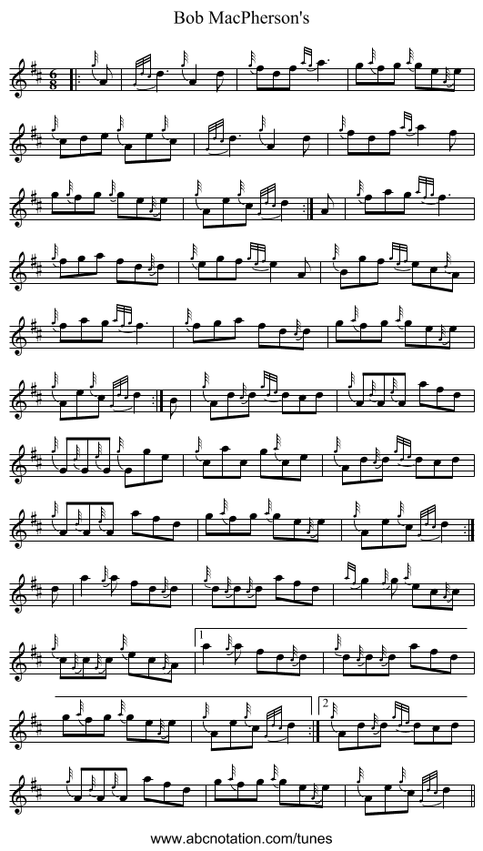 Bob MacPherson's - staff notation