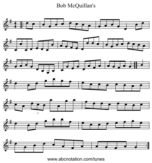 Bob McQuillan's - staff notation