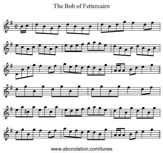 Bob of Fettercairn, The - staff notation
