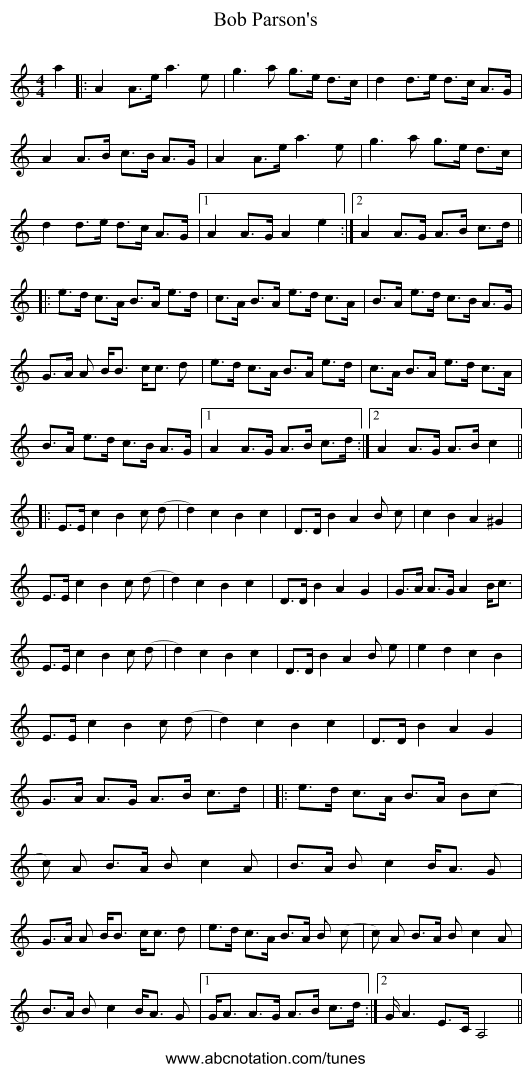Bob Parson's - staff notation