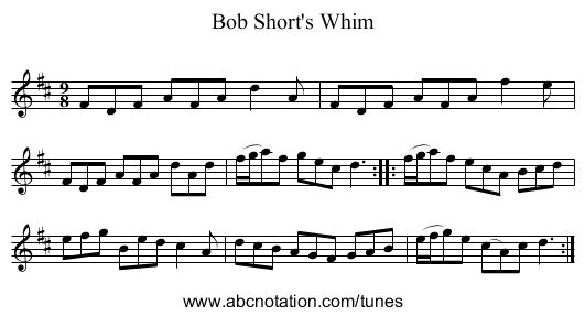 Bob Short's Whim - staff notation