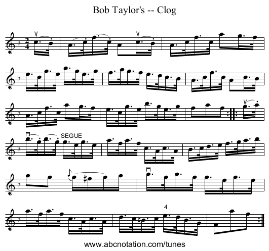 Bob Taylor's -- Clog - staff notation