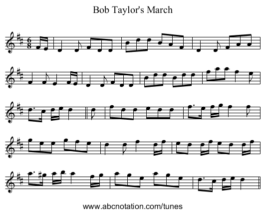 Bob Taylor's March - staff notation