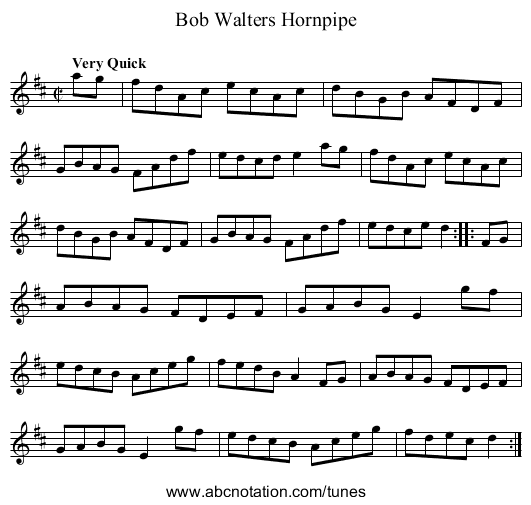 Bob Walters Hornpipe - staff notation