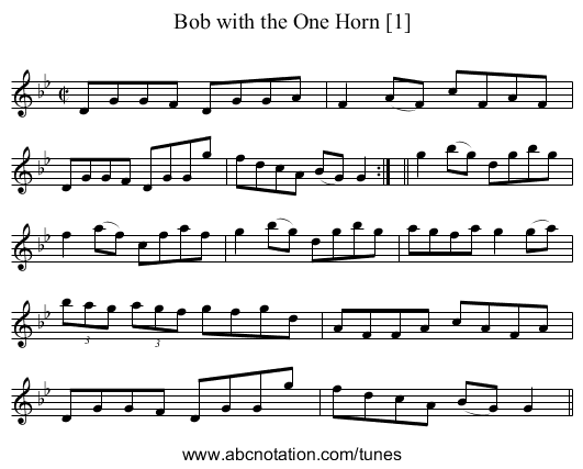Bob with the One Horn [1] - staff notation