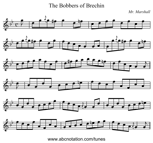 Bobbers of Brechin, The - staff notation