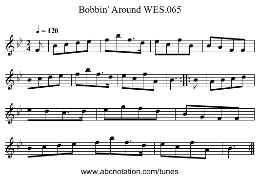 Bobbin' Around WES.065 - staff notation
