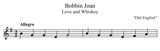 Bobbin Joan - staff notation