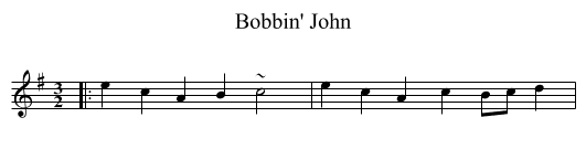 Bobbin' John - staff notation