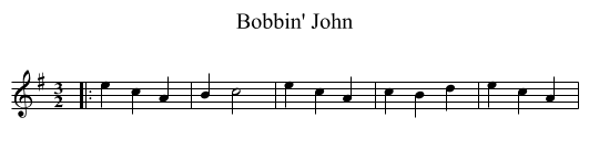 Bobbin' John - staff notation