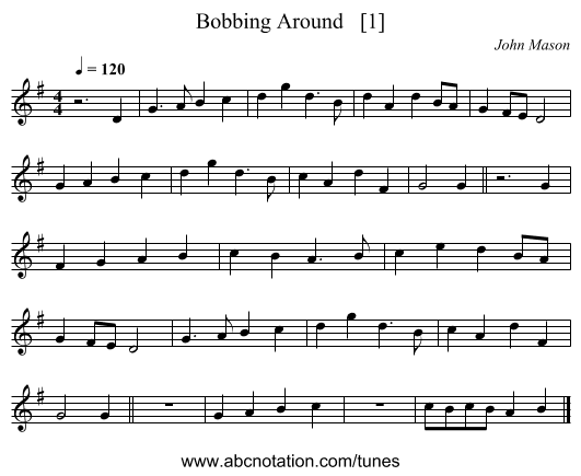 Bobbing Around   [1] - staff notation