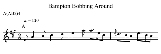 Bobbing Around, Bampton - staff notation