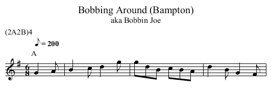 Bobbing Around (Bampton) - staff notation