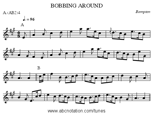 BOBBING AROUND - staff notation