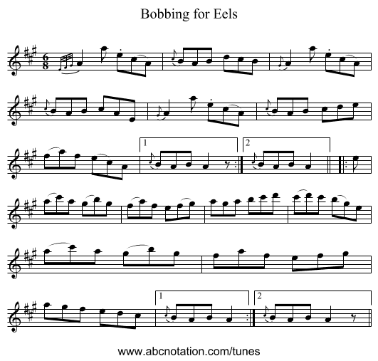 Bobbing for Eels - staff notation