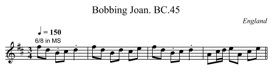 Bobbing Joan. BC.45 - staff notation