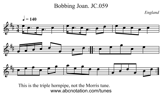 Bobbing Joan. JC.059 - staff notation