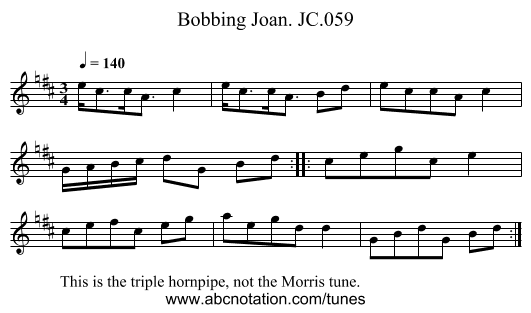 Bobbing Joan. JC.059 - staff notation