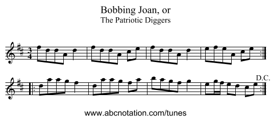Bobbing Joan, or - staff notation