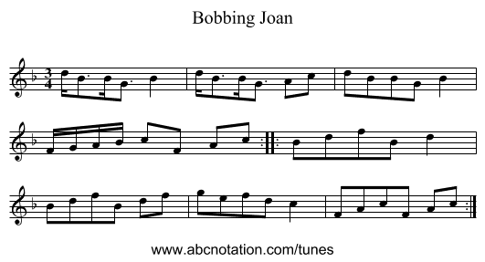 Bobbing Joan - staff notation