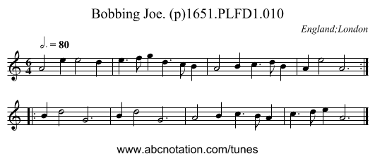 Bobbing Joe. (p)1651.PLFD1.010 - staff notation