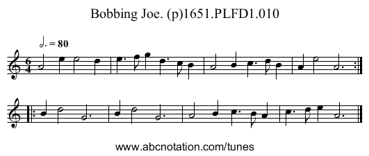 Bobbing Joe. (p)1651.PLFD1.010 - staff notation