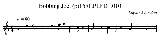 Bobbing Joe. (p)1651.PLFD1.010 - staff notation