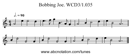 Bobbing Joe. WCD3/1.035 - staff notation