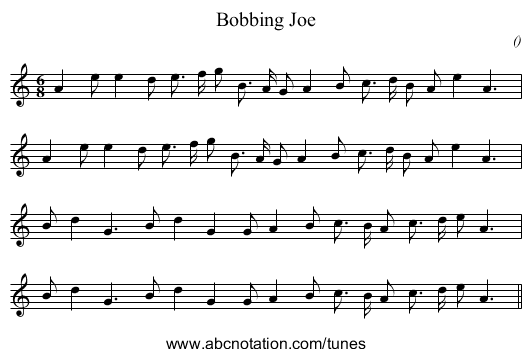Bobbing Joe - staff notation