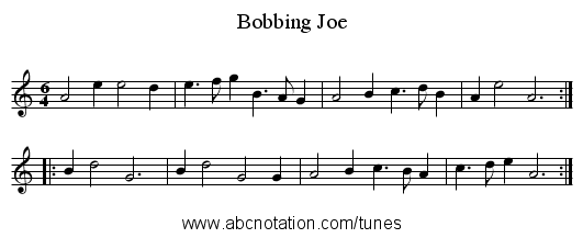 Bobbing Joe - staff notation