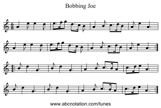 Bobbing Joe - staff notation