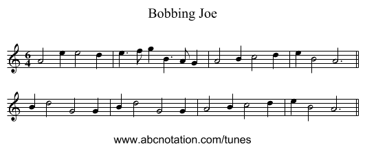 Bobbing Joe - staff notation