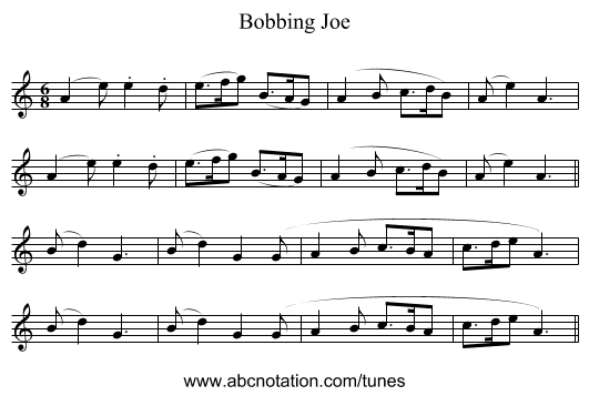 Bobbing Joe - staff notation