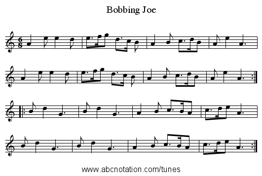Bobbing Joe - staff notation