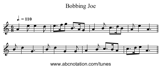Bobbing Joe - staff notation