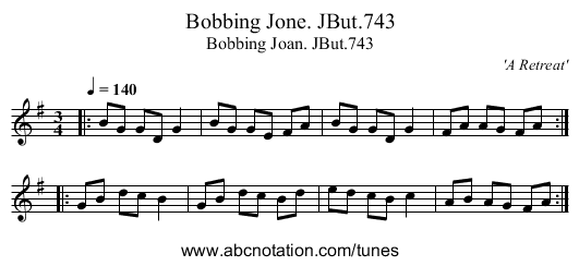Bobbing Jone. JBut.743 - staff notation