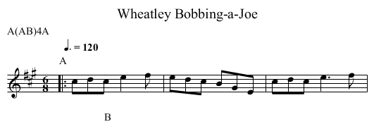 Bobbing-a-Joe, Wheatley - staff notation