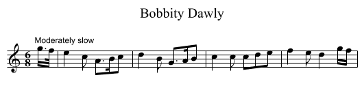 Bobbity Dawly - staff notation