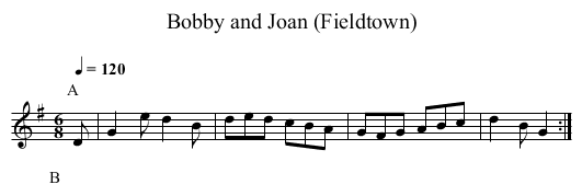 Bobby and Joan (Fieldtown) - staff notation