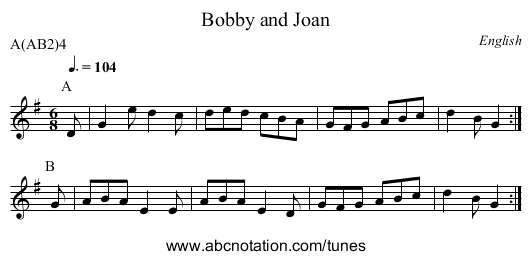 Bobby and Joan - staff notation