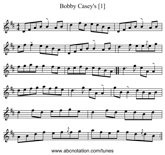 Bobby Casey's [1] - staff notation