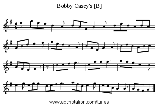 Bobby Casey's [B] - staff notation